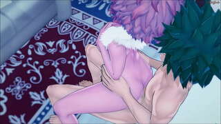 Han knepper sin søde holdkammerat Mina mod en mur-Mha Hentai.